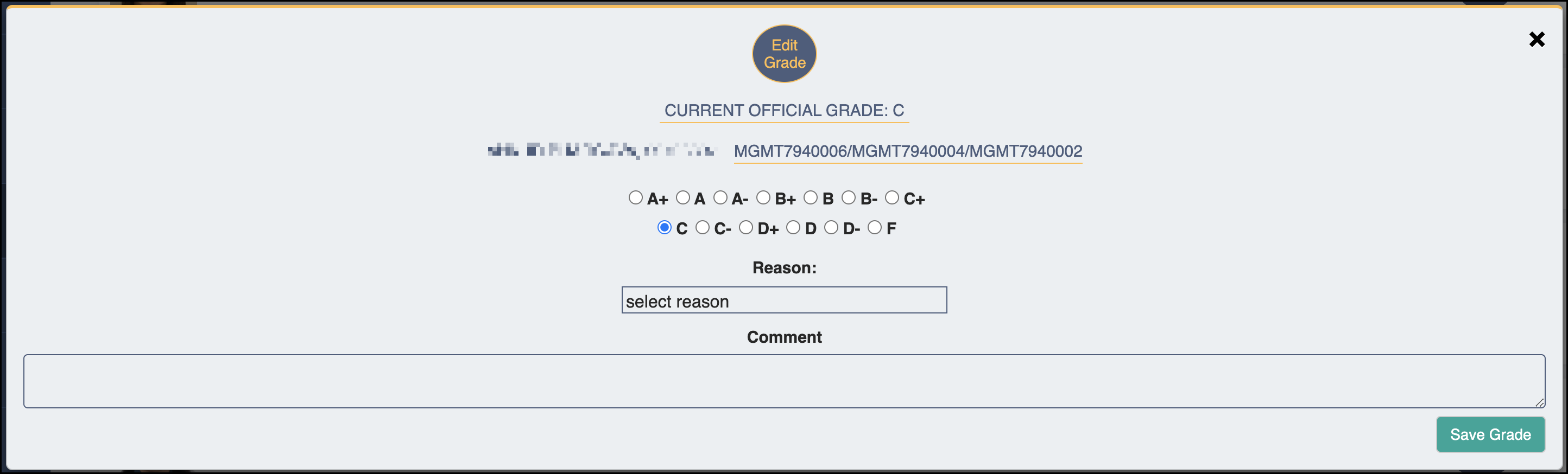 Grading - Edit Grades Interface