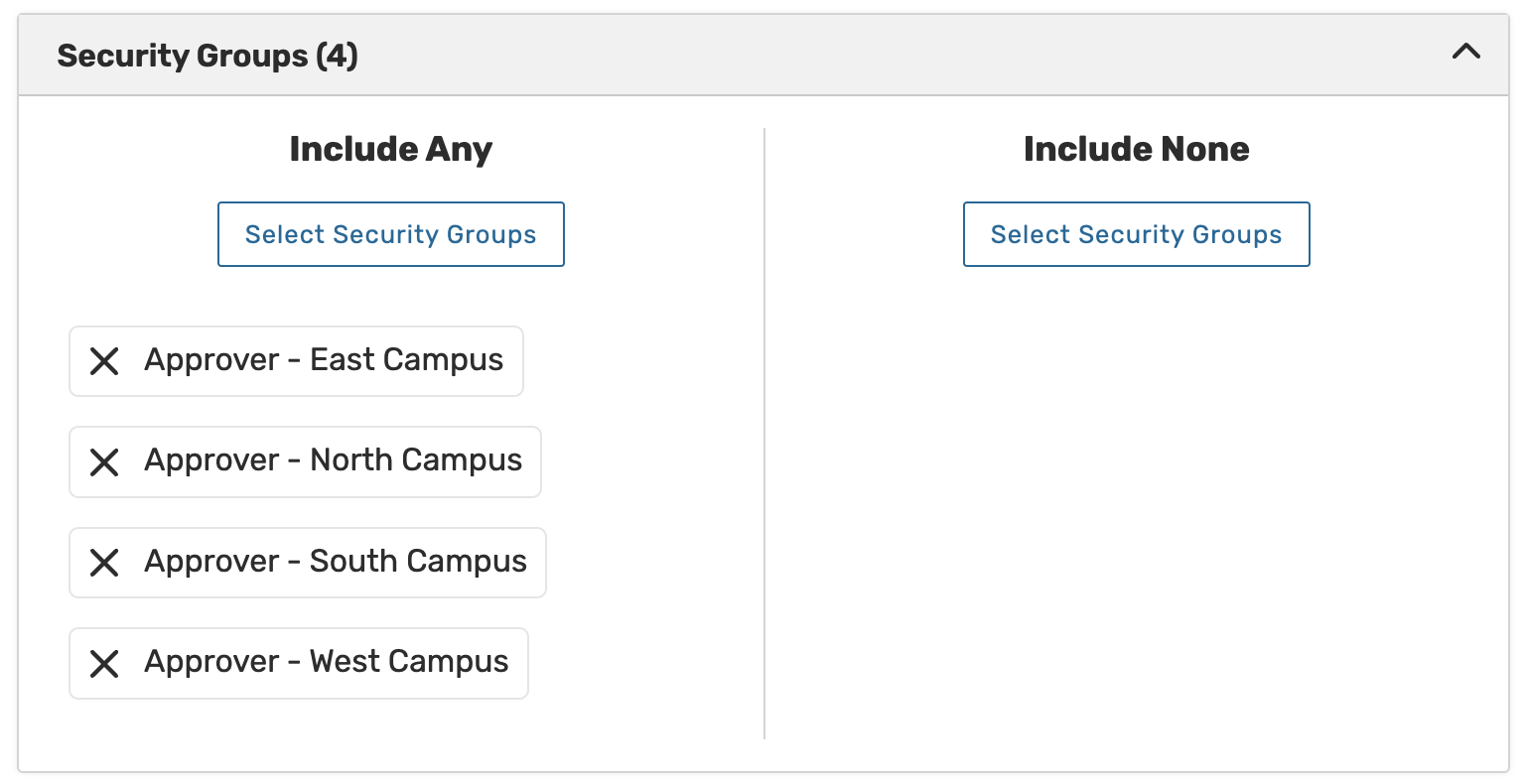 security group selections