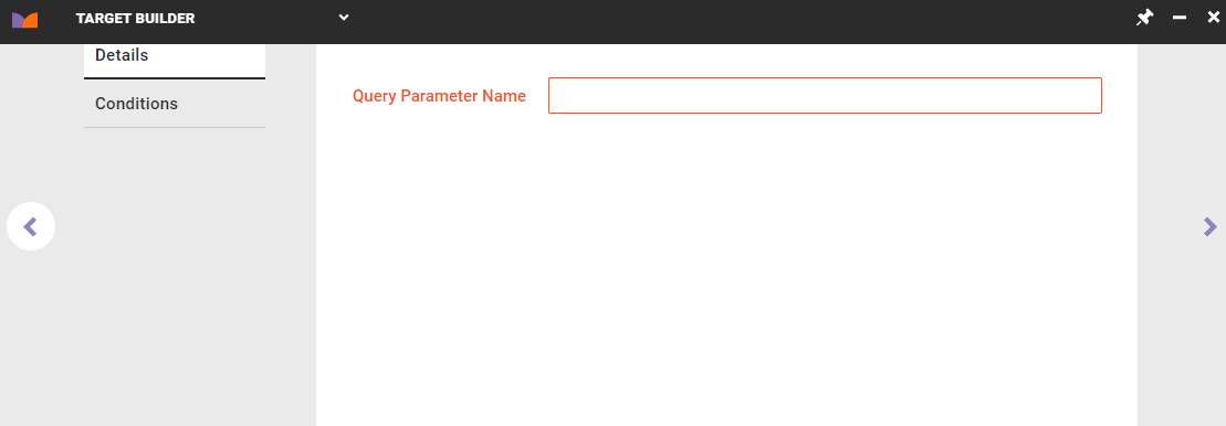The Query Parameter Name field on the Details tab of Target Builder for an ID Collector based on a query parameter value