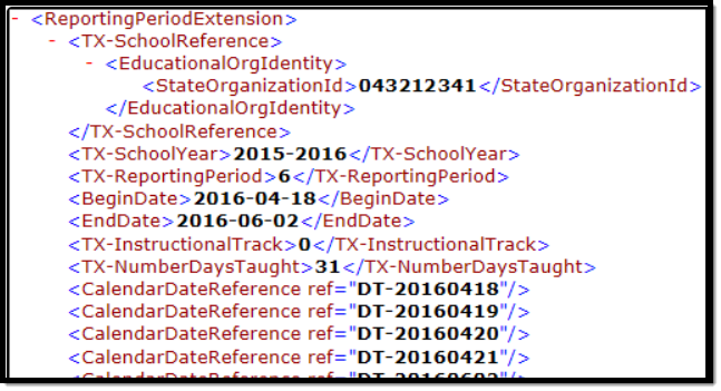 Screenshot of an example of the Reporting Period Extension.