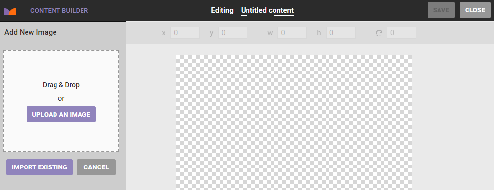 The 'Add New Image' layer option in the properties panel of Content Builder