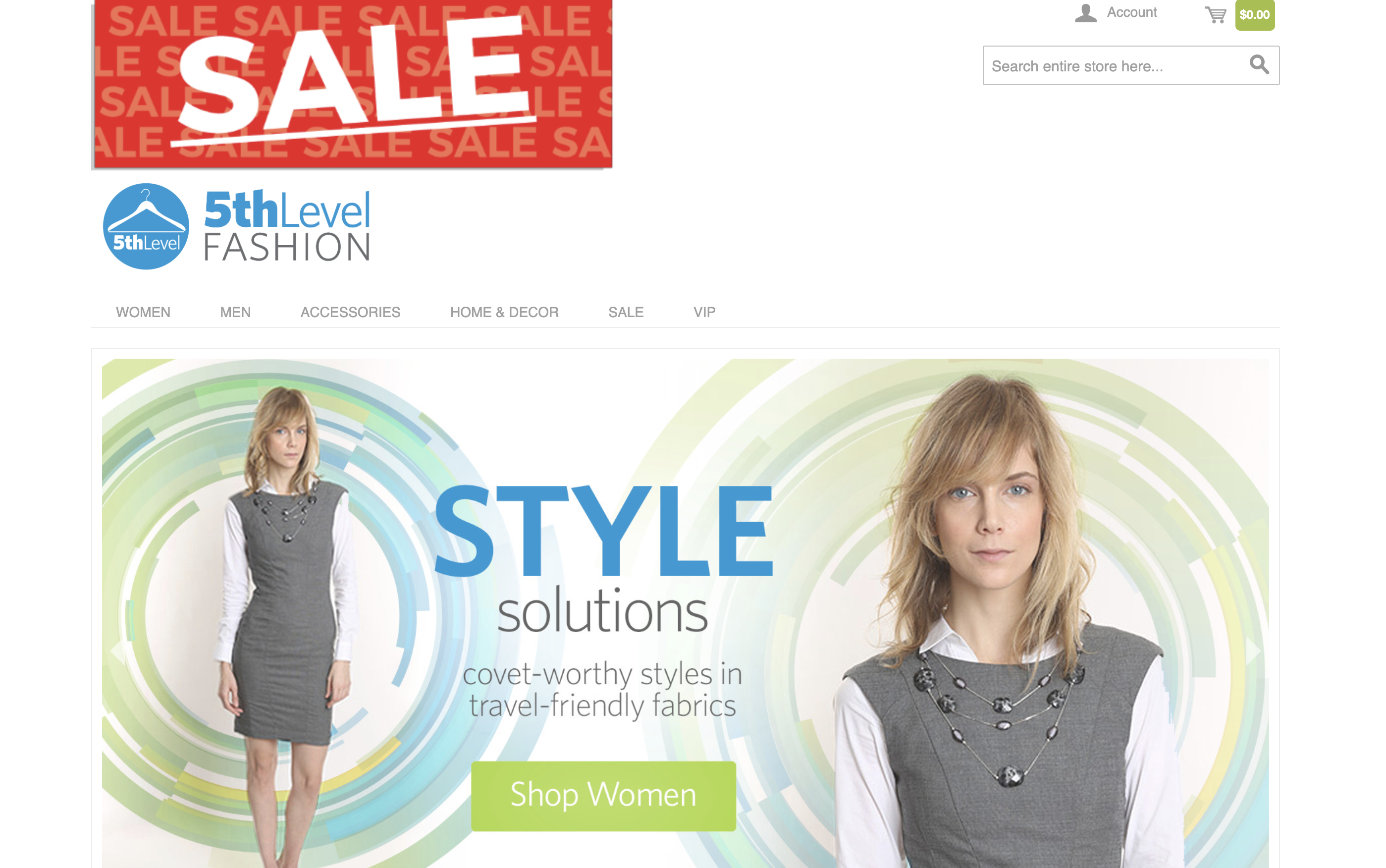 Example of an online retailer's home page