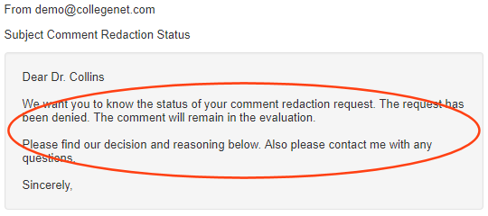 Body of comment redaction retaining emails