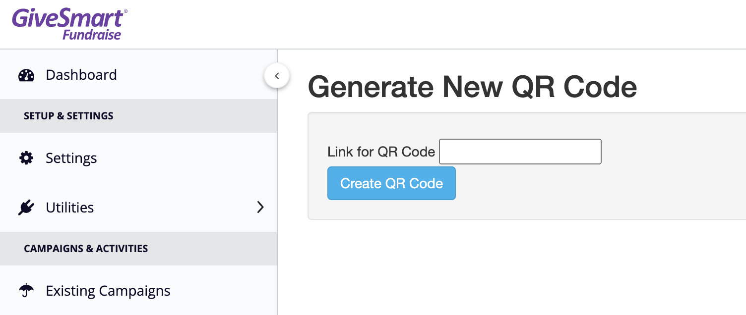 Settings - Generate New QR Code - Custom