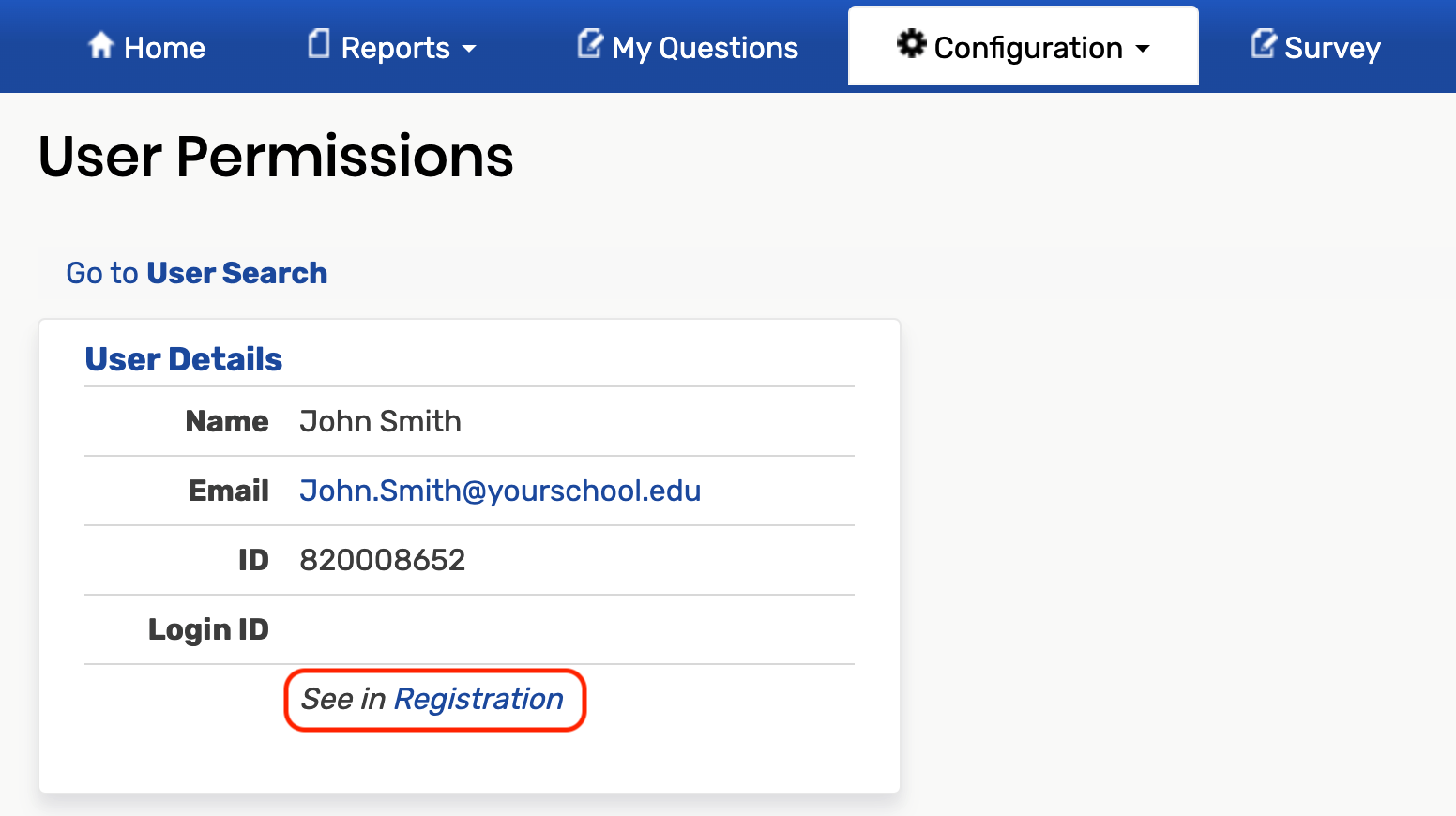 Registration link below login ID field