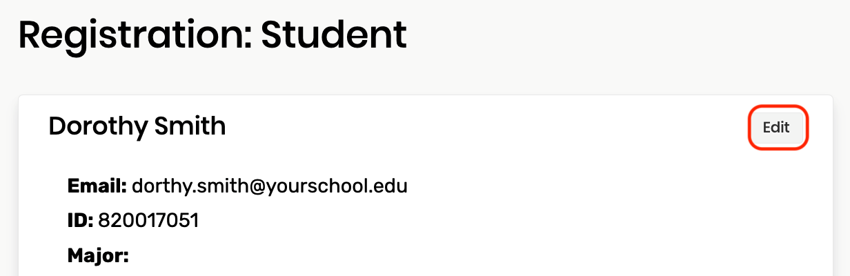 Edit button on the student information page