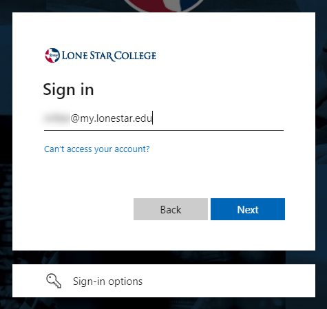 Indicates Sign in page with LSC email