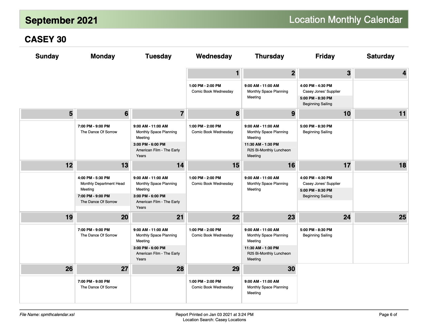 Location monthly calendar example
