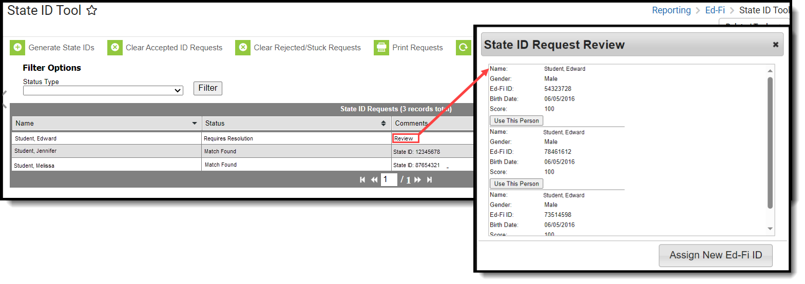 Screenshot of the Review ID process.