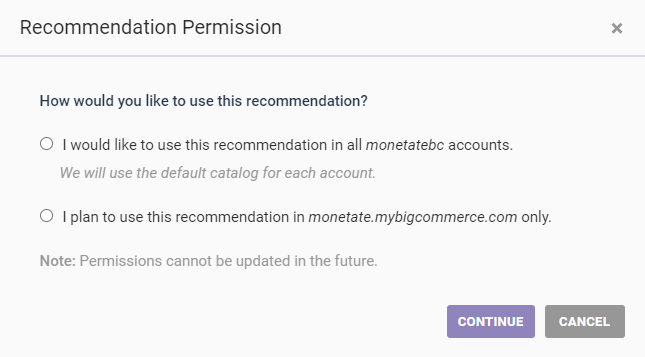 The 'Recommendation Permission' modal