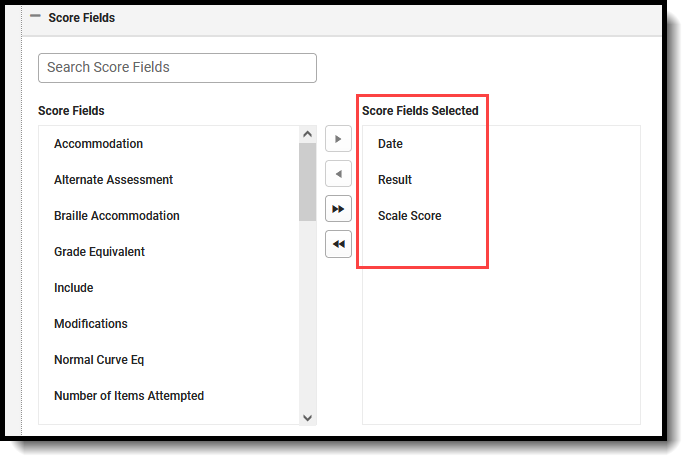 Screenshot of the score fields for Initial ELPAC