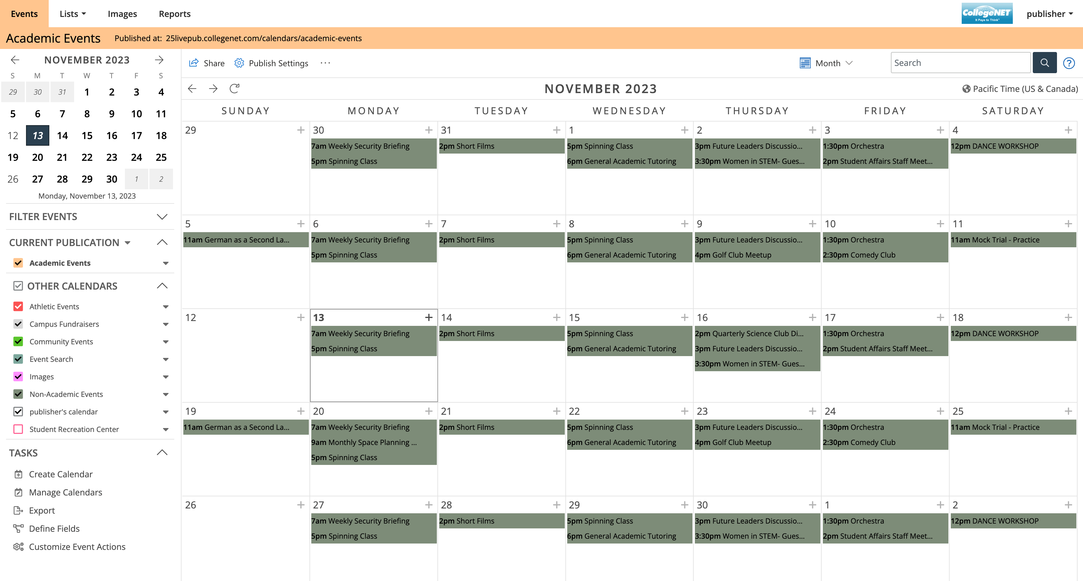 Publisher calendar example