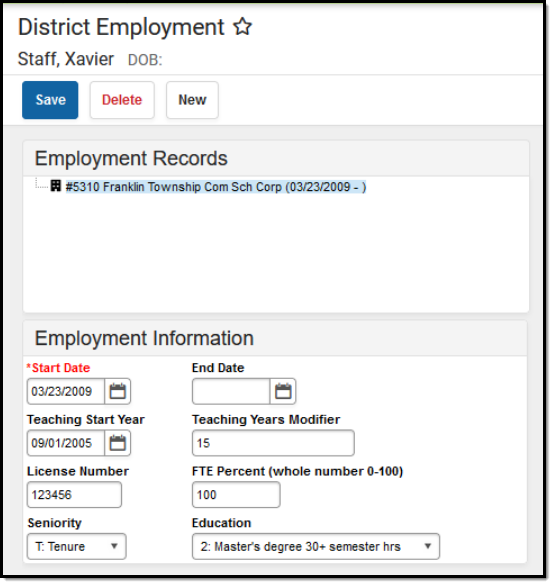 Image of the District Employment Information Editor.