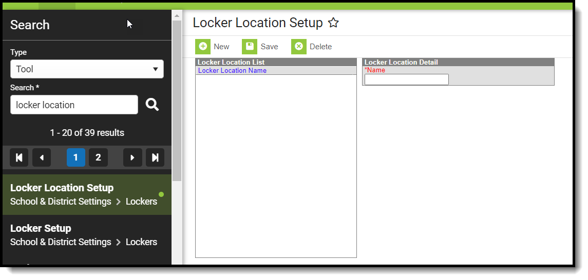 Screenshot of Locker Location Setup tool.
