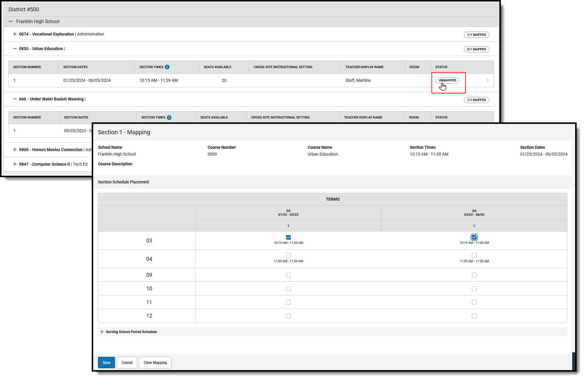 Screenshot of the Mapping Side Panel