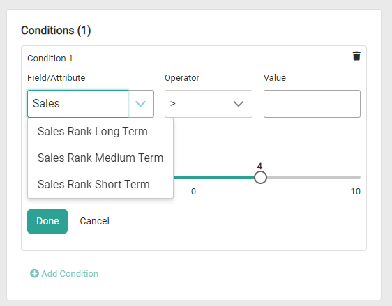 An example boost showing the Long Term, Medium Term, and Short Term options for Sales Rank