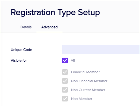A screenshot of a registration type setup

Description automatically generated