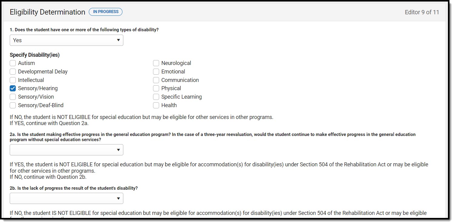 Screenshot of the eligibility determination editor.