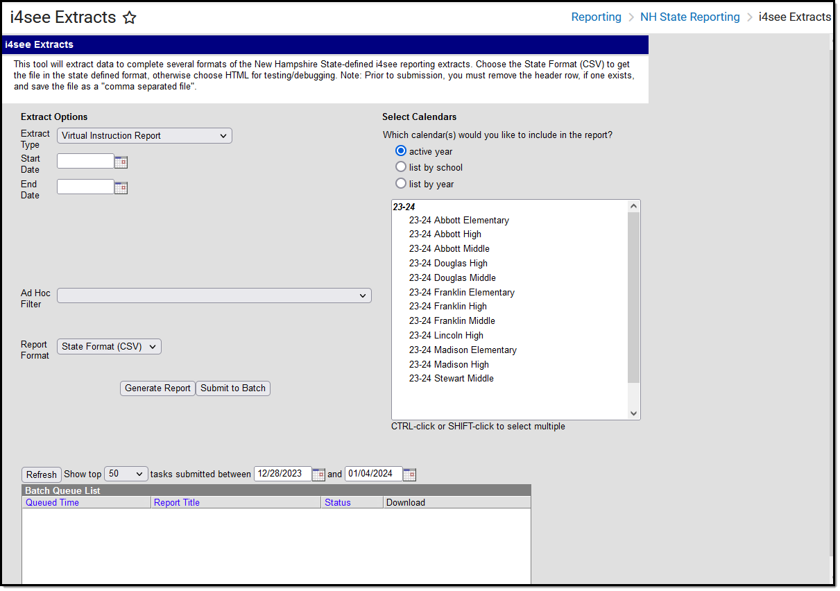 Image of the Virtual Instruction Report Editor.