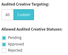 Audited Creative Targeting set to 
