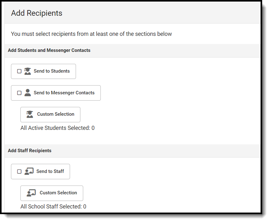 Screenshot of add recipients