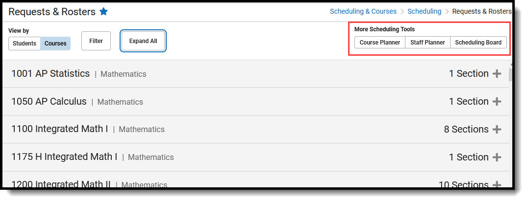 Screenshot of the More Scheduling Tools link