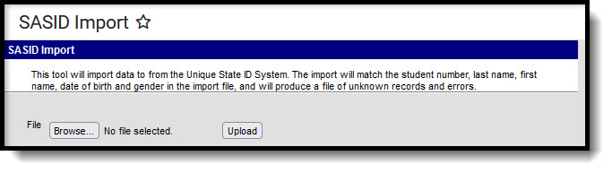 Screenshot of SASID Import Editor.