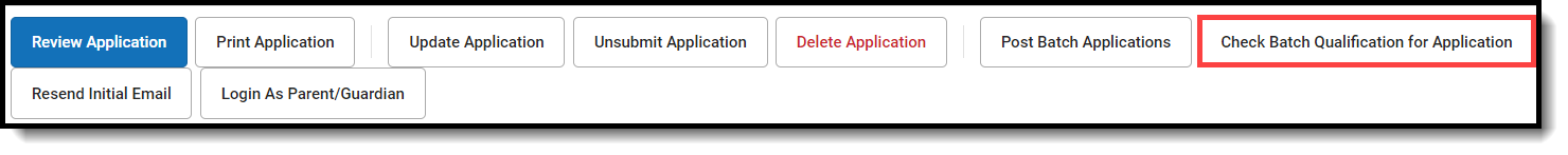 Screenshot of the Check Batch Qualification for Application button. 