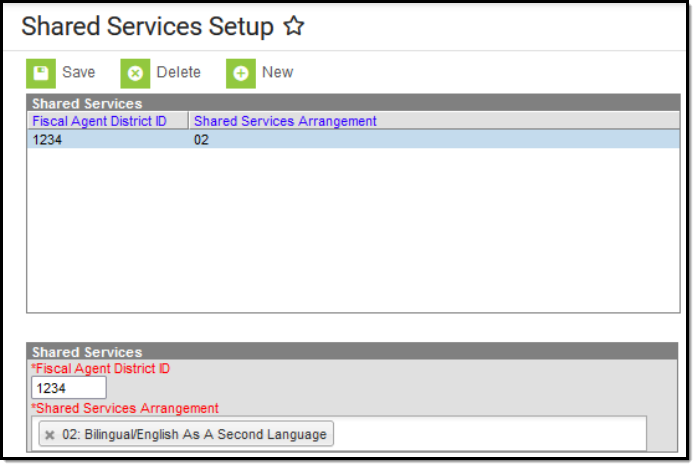 Screenshot of the Shared Services Editor.