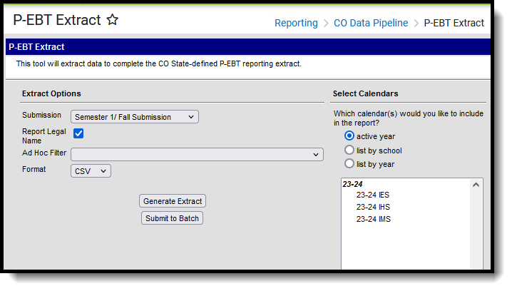 SCreenshot of the P-EBT Extract, located at Reporting, CO Data Pipeline