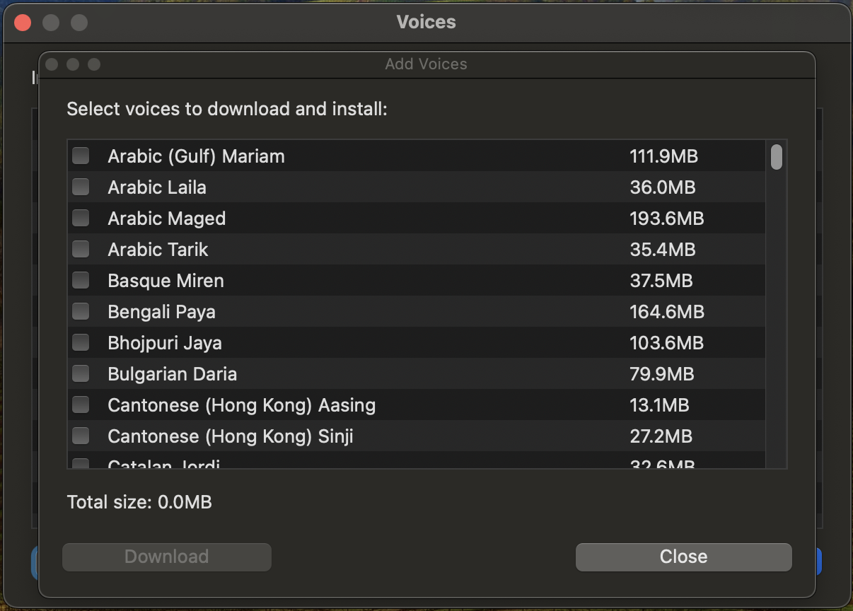 Claro voices download menu