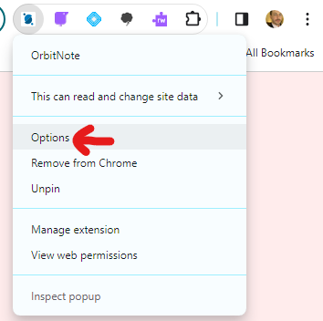 OrbitNote extension options