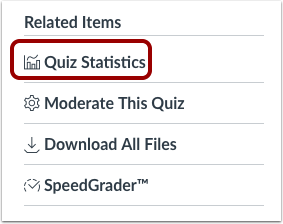 Quiz statistics link on the right side of a quiz