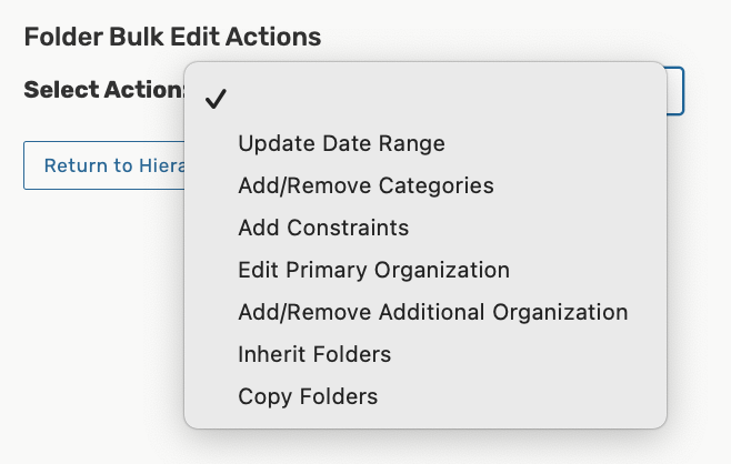  Folder Bulk Edit Actions dropdown