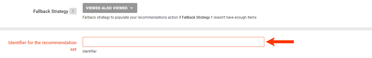 Callout of the 'Identifier for the recommendation set' field on an Omni Intelligent Recommendations with Slotting action template
