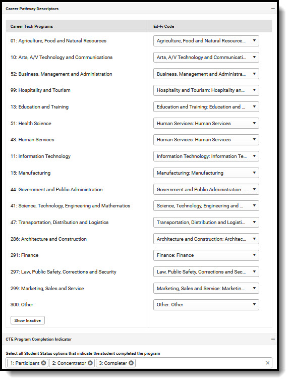 Screenshot of Career Pathway Descriptors.