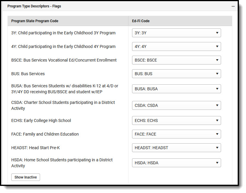 Screenshot of Program Type Descriptors - Flags.