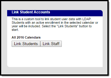 screenshot of the student linker tool