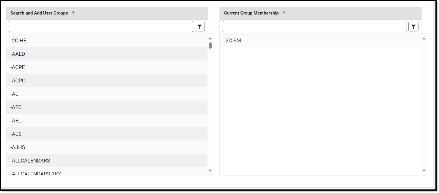 screenshot of the user groups editor