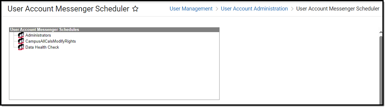 screenshot of the user account messenger scheduler tool