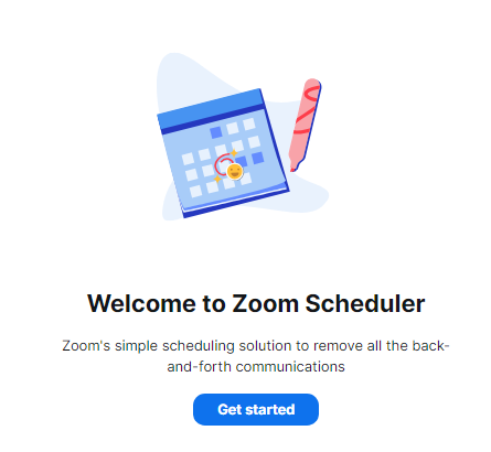 Welcome to Zoom Scheduler screen