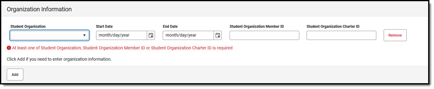 Screenshot of the CTE Organization Information Editor