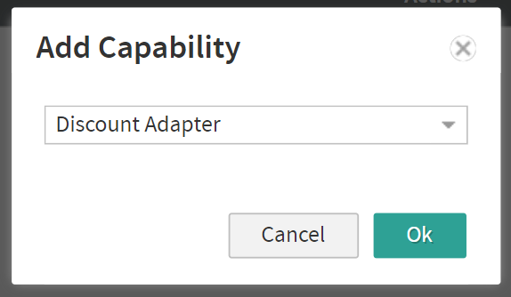 The Add Capability pop-up with Discount Adapter selected