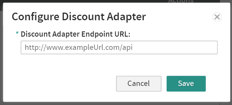 The Configure Discount Adapter pop-up