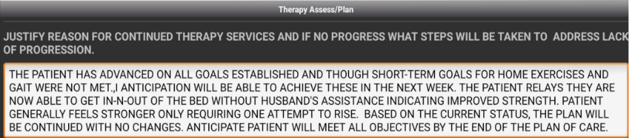 A screenshot of a therapy planDescription automatically generated