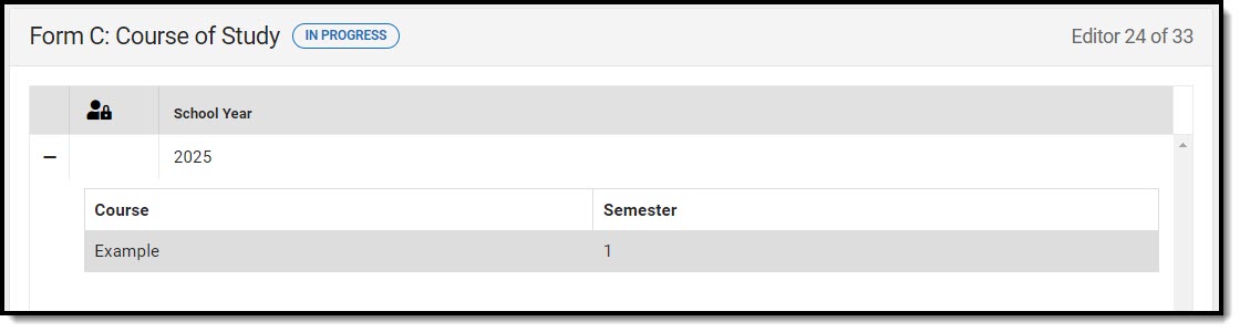 Screenshot of the Course of Study List Screen.