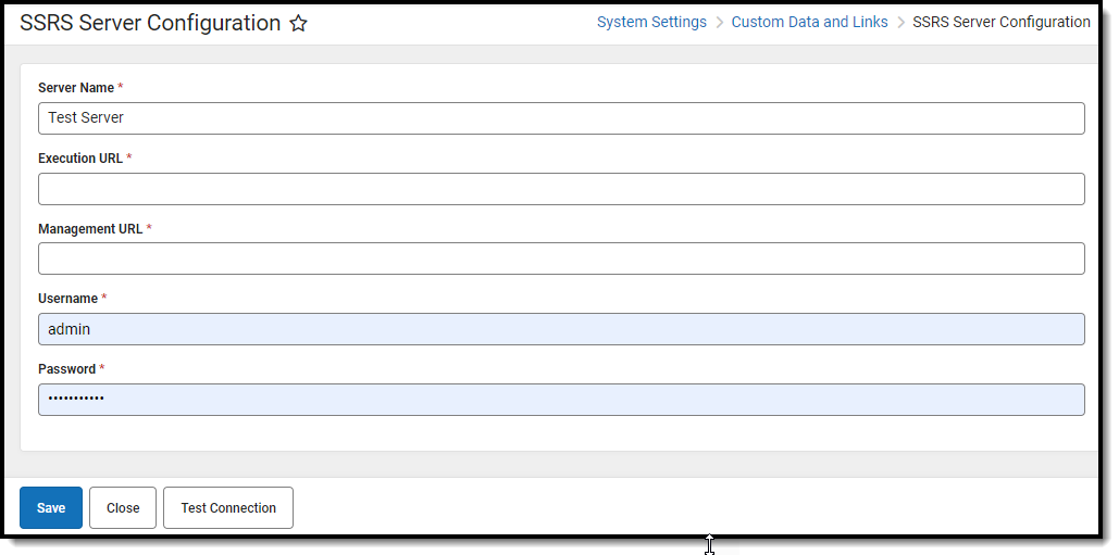 screenshot of the SSRS server configuration tool