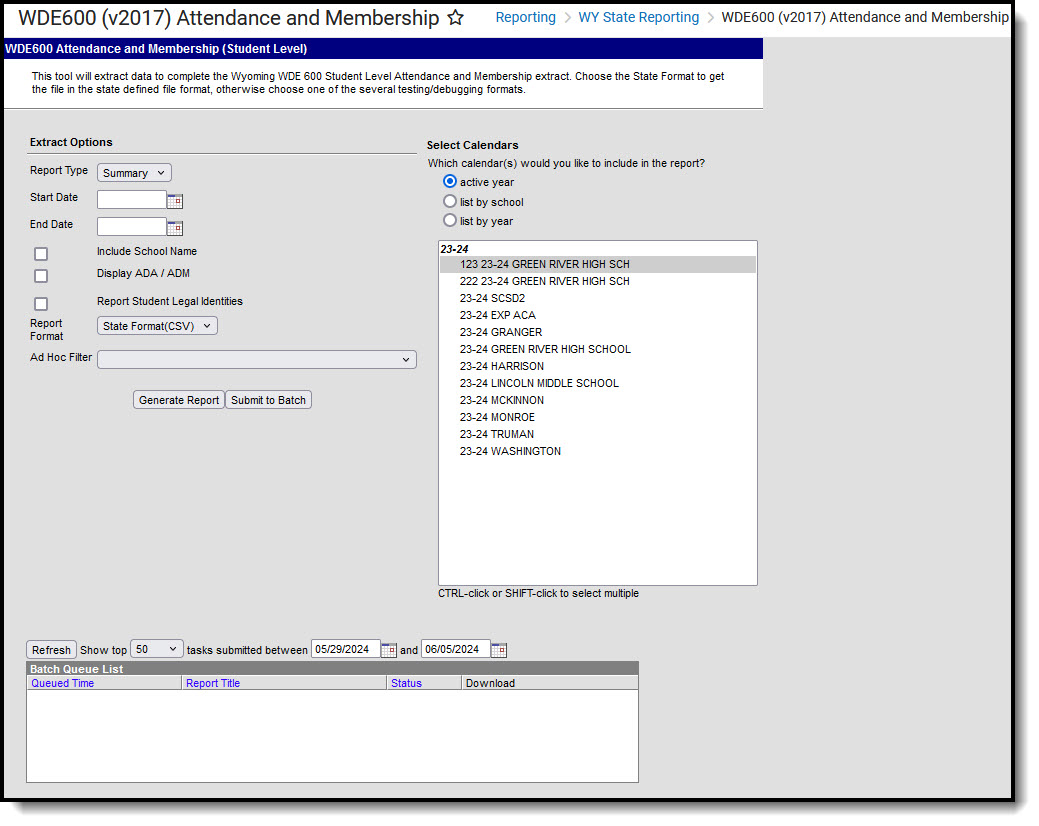 Screenshot of WDE-600 Attendance and Membership Extract Editor 