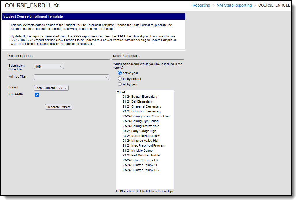 Screenshot of Student Course Enrollment Template Editor.