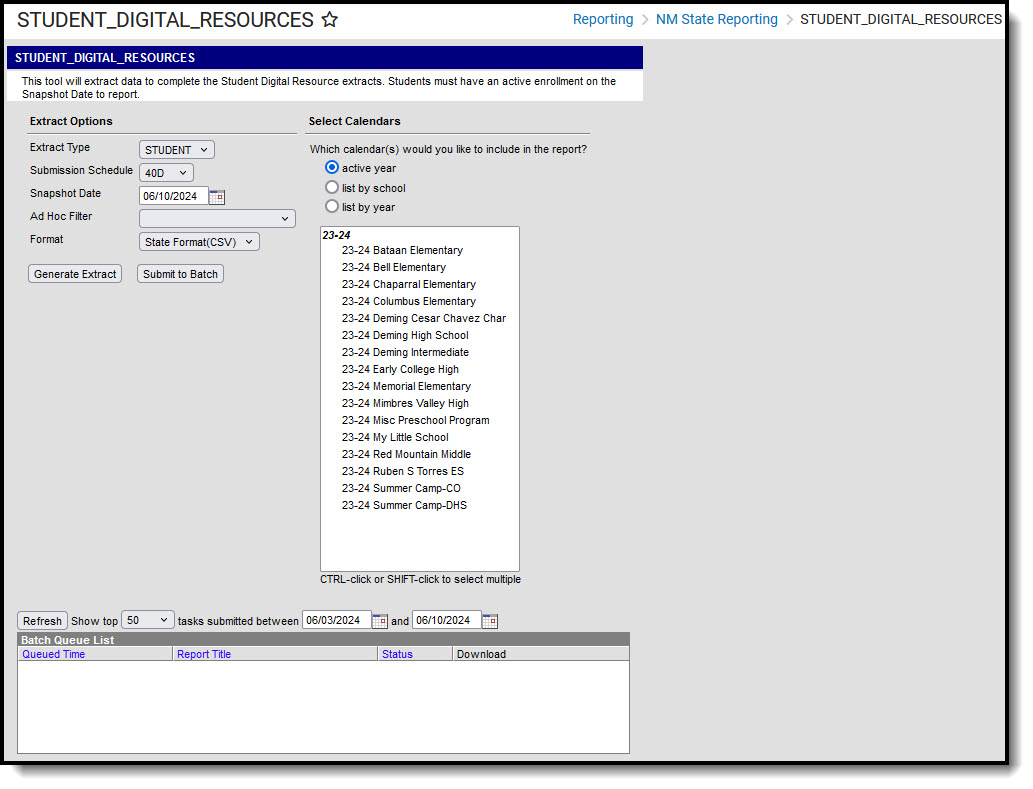 Screenshot of Student Digital Resources Editor.